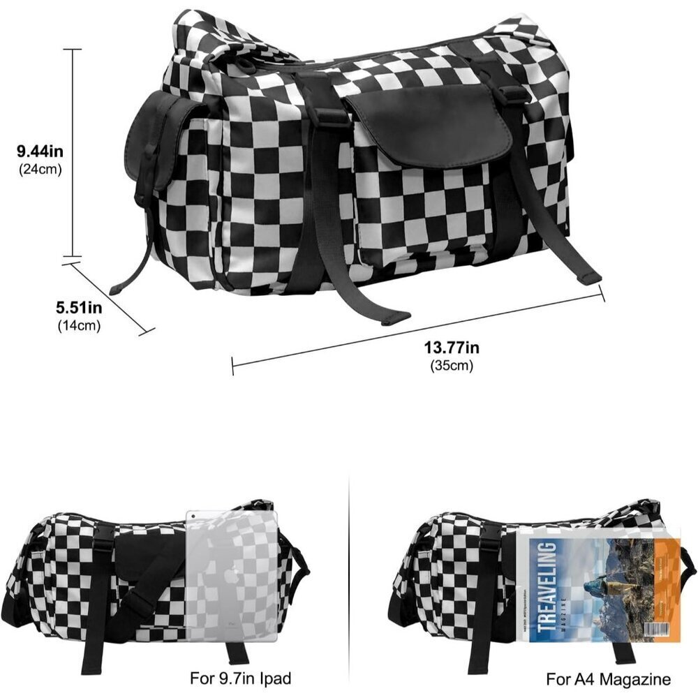 Women Crossbody Bag Nylon Small Purse with Multiple Pockets Adjustable Strap - Picture 4 of 7